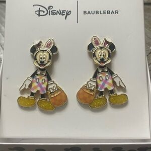 Disney Minnie Mouse Easter Enamel Stud Earrings - Black, Yellow, Pink